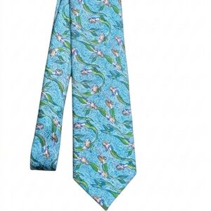 Lilly Pulitzer Men's Tie Silk Blue Mermaids with a Twist Nautical Preppy Rare